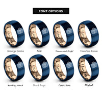 font options for inside engraving on rose gold & blue onion rings rings