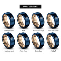 font options for inside engraving on rose gold & blue onion rings rings