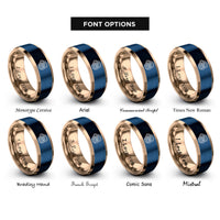 font options for inside engraving on rose gold & blue onion rings rings