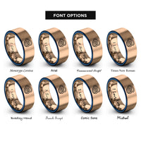 font options for inside engraving on rose gold & blue onion rings rings