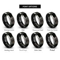 font options for inside engraving on black & gray ontario rings