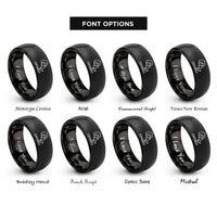 font options for inside engraving on black ontario rings