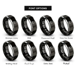 font options for inside engraving on black & gray open back headphones rings