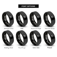 font options for inside engraving on black open back headphones rings