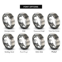 font options for inside engraving on silver open back headphones rings
