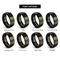 font options for inside engraving on gunmetal & black open back headphones rings
