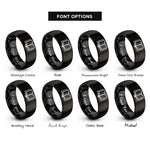 font options for inside engraving on black open book rings