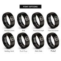font options for inside engraving on black open book rings