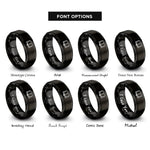 font options for inside engraving on black open book rings