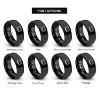 font options for inside engraving on black open book rings