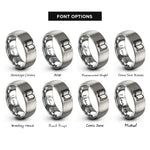 font options for inside engraving on silver open book rings