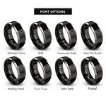 font options for inside engraving on black & grey open coffin rings