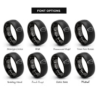 font options for inside engraving on black open coffin rings