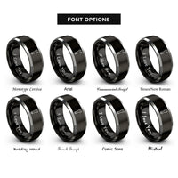 font options for inside engraving on black & gray open end wrench rings
