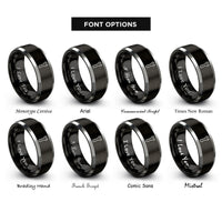 font options for inside engraving on black & grey open end wrench rings