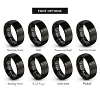 font options for inside engraving on black open end wrench rings