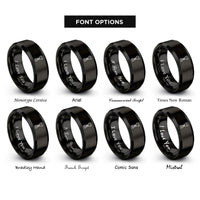 font options for inside engraving on black open end wrench rings