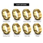 font options for inside engraving on gold open end wrench rings