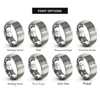 font options for inside engraving on silver open end wrench rings