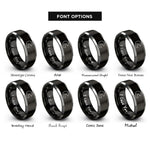 font options for inside engraving on black & gray open face helmet rings
