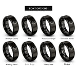 font options for inside engraving on black open face helmet rings