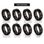 font options for inside engraving on black open face helmet rings