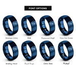 font options for inside engraving on blue open face helmet rings
