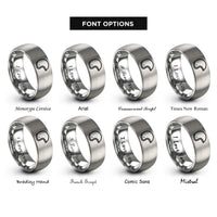 font options for inside engraving on silver open face helmet rings