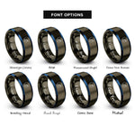 font options for inside engraving on gunmetal & blue open face helmet rings