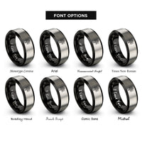 font options for inside engraving on black & grey open house sign rings