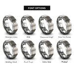 font options for inside engraving on gray open house sign rings