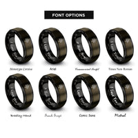 font options for inside engraving on gunmetal & black open house sign rings