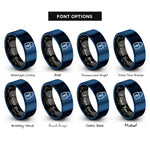 font options for inside engraving on black & blue open lock rings