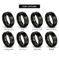 font options for inside engraving on black open lock rings