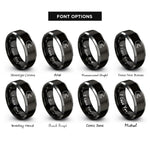font options for inside engraving on black & silver openface helmet rings