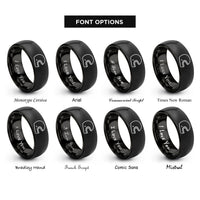 font options for inside engraving on black openface helmet rings