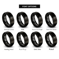 font options for inside engraving on black openface helmet rings