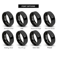 font options for inside engraving on black openface helmet rings