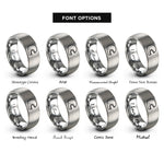 font options for inside engraving on silver openface helmet rings