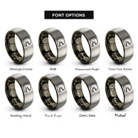 font options for inside engraving on gunmetal & silver openface helmet rings