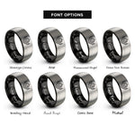 font options for inside engraving on black & silver ophanim flaming wheel rings