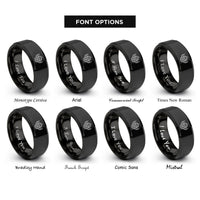 font options for inside engraving on black ophanim flaming wheel rings