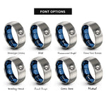 font options for inside engraving on blue & silver opposition rings