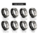 font options for inside engraving on black & silver orange rings
