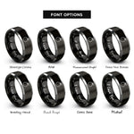 font options for inside engraving on black & grey orange rings