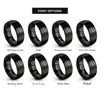 font options for inside engraving on black orange peel rings