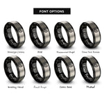 font options for inside engraving on black & gray orange slice rings