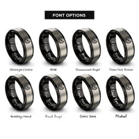 font options for inside engraving on black & gray orange slice rings