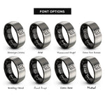 font options for inside engraving on black & grey orange tabby icon rings