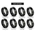 font options for inside engraving on black & gray orange tabby icon rings
